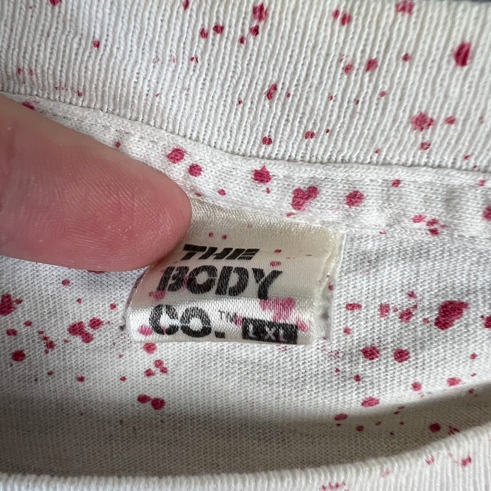 VTG Ocean Wave T Shirt‎ FIts Large 1990s Body Co Palm Tree Splatter Distressed - Picture 4 of 9